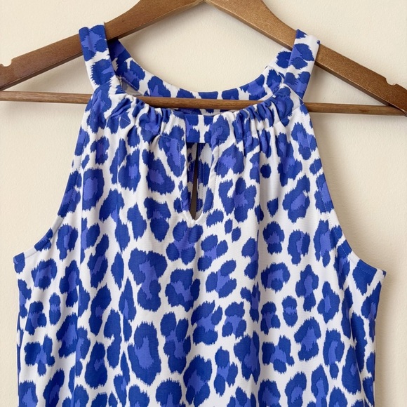 Jude Connally Lisa Leopard Print Dress XS Cobalt Blue - Picture 3 of 9